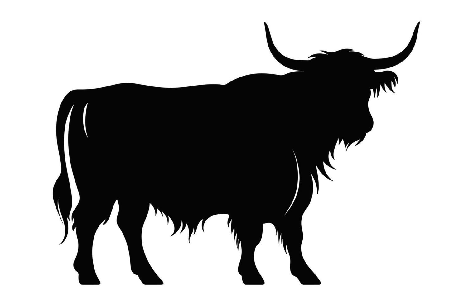 Highland Cattle black Silhouette isolated on a white background vector