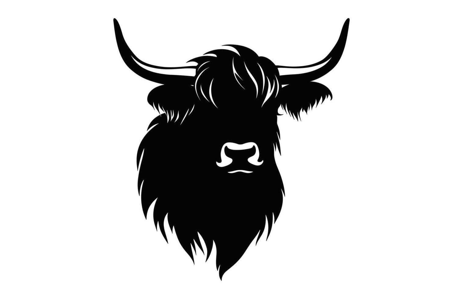 Highland Cattle head Silhouette isolated on a white background vector