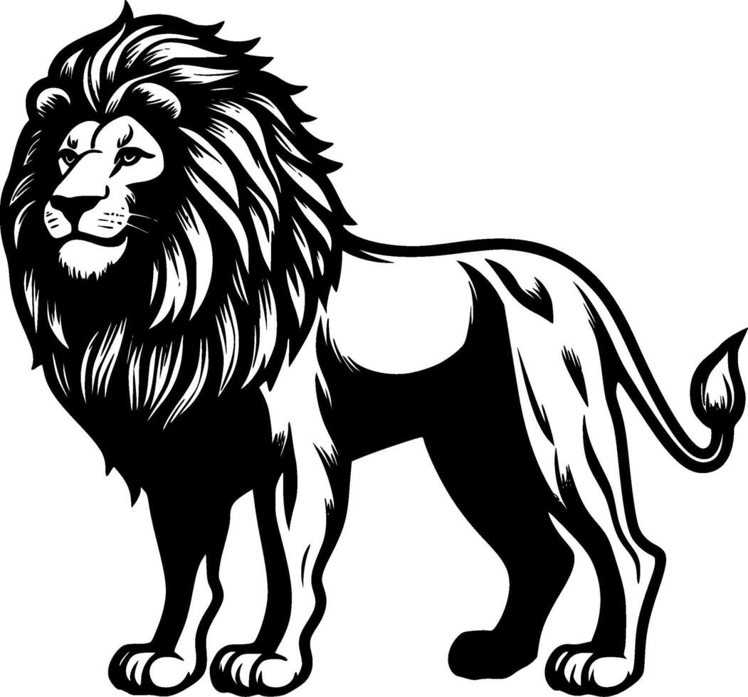 Lion, Black and White illustration vector