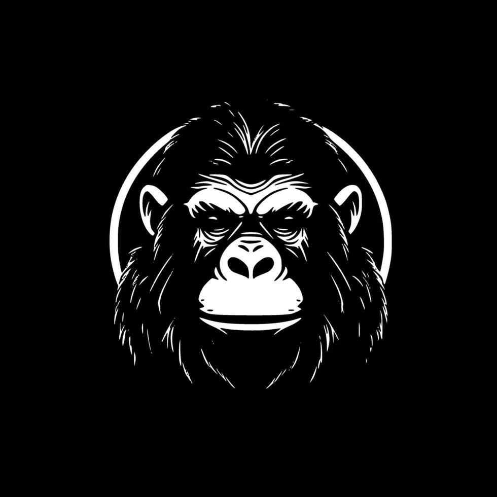 chimpancé - negro y blanco aislado icono - ilustración vector