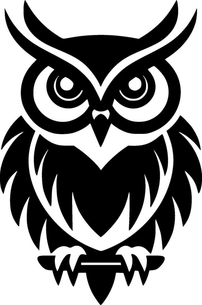 Owl - Black and White Isolated Icon - illustration vector