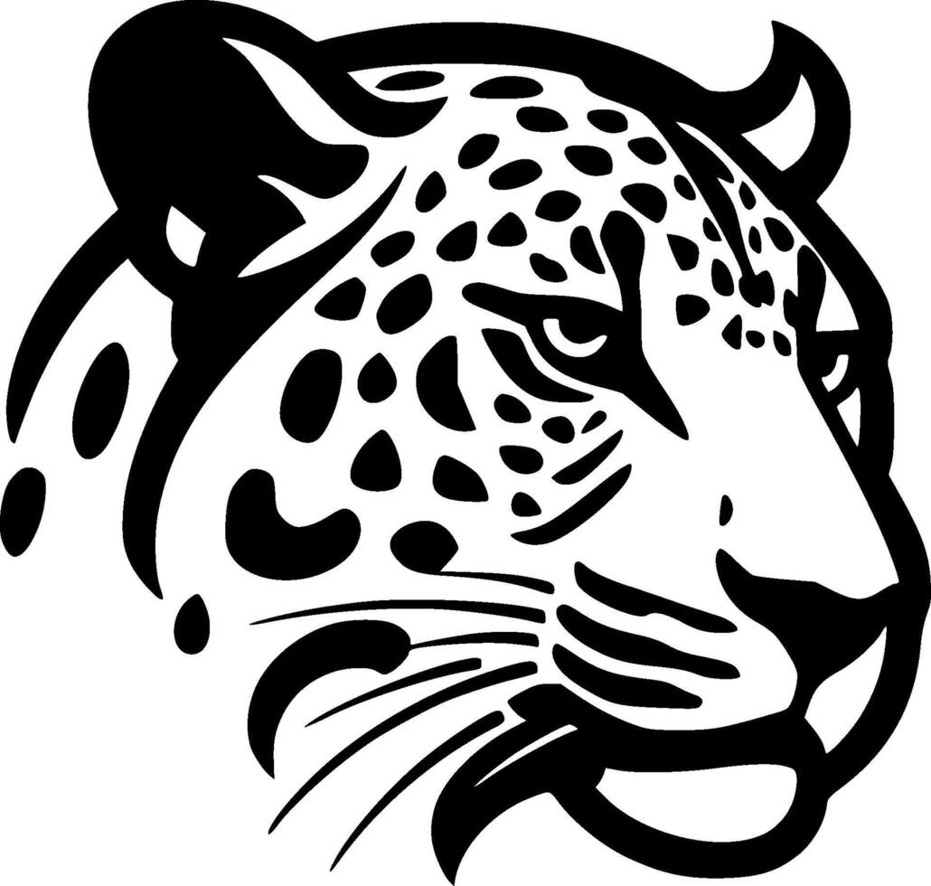 leopardo - negro y blanco aislado icono - ilustración vector