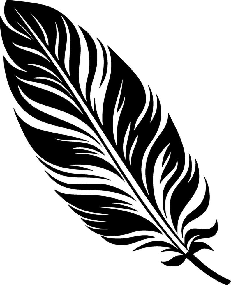 Feather, Black and White illustration vector