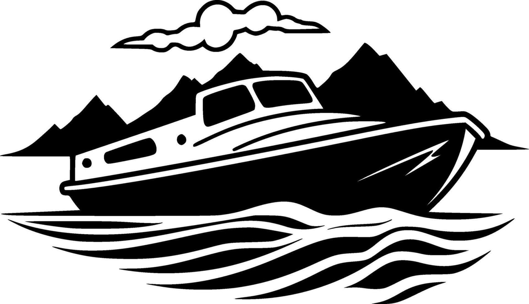 Boat, Minimalist and Simple Silhouette - illustration vector