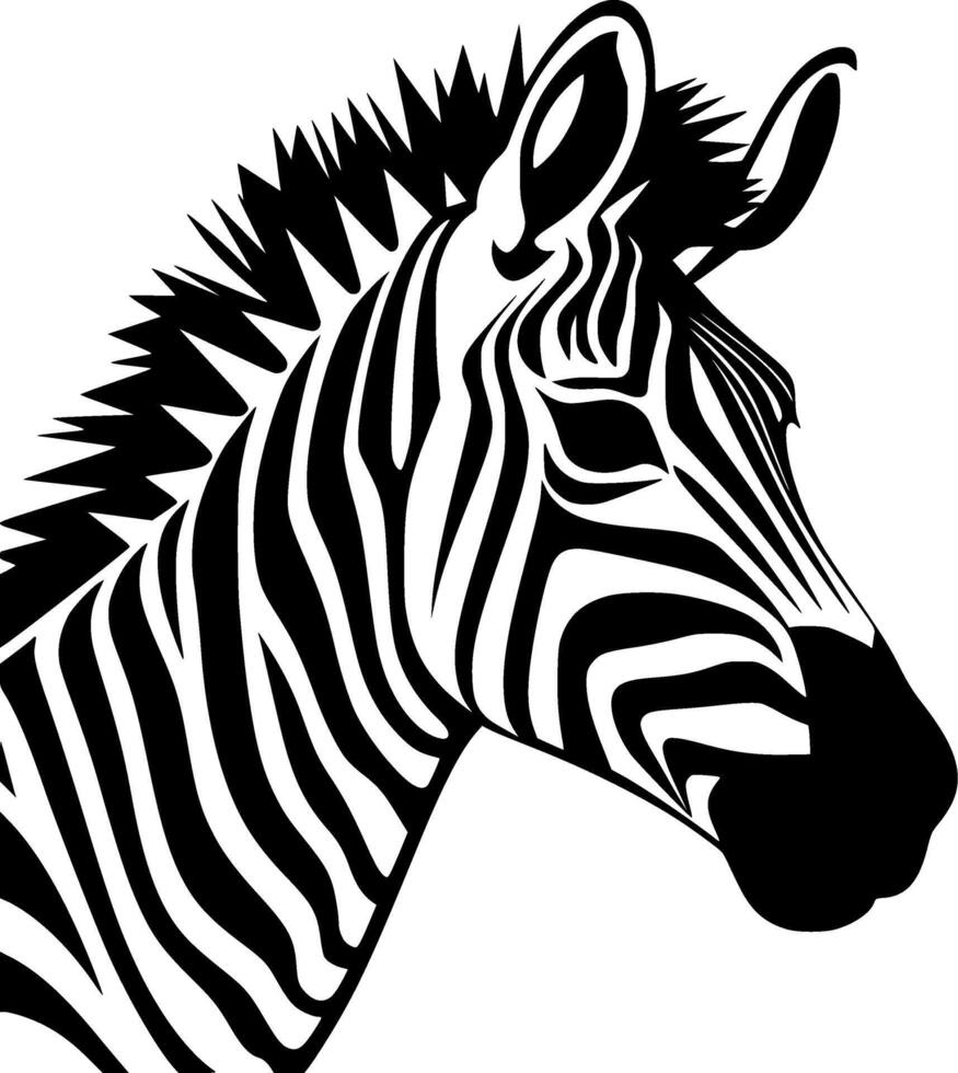 Zebra - Black and White Isolated Icon - illustration vector