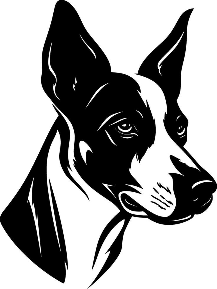 basenji - negro y blanco aislado icono - ilustración vector