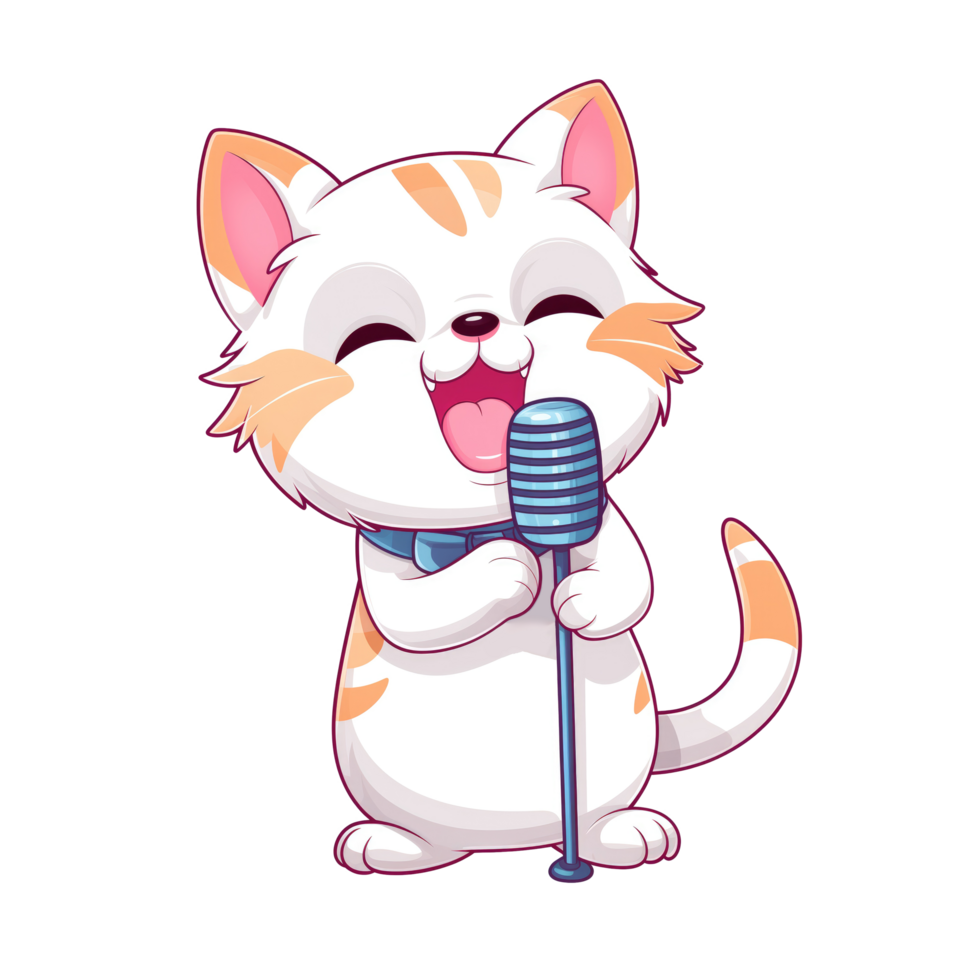 fofa desenho animado gato cantoria, apresentações, karaokê png