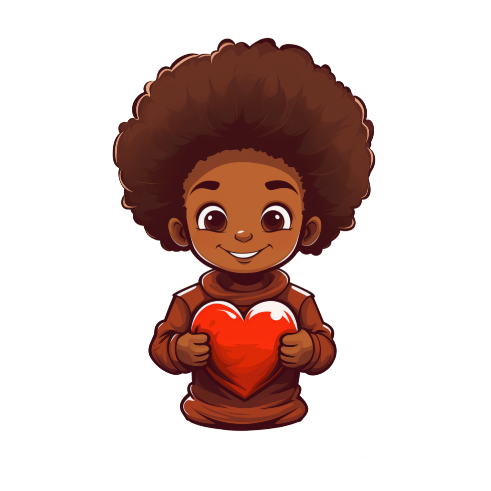 Young boy embraces a big red heart png