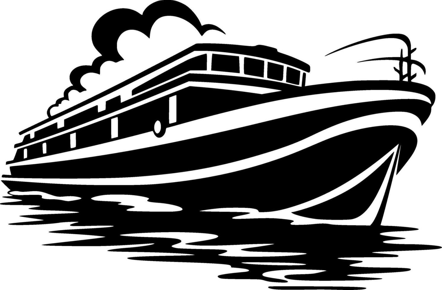 Boat - Black and White Isolated Icon - illustration vector