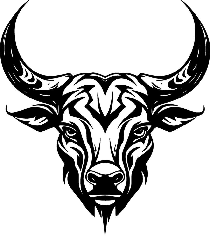Bull - Black and White Isolated Icon - illustration vector