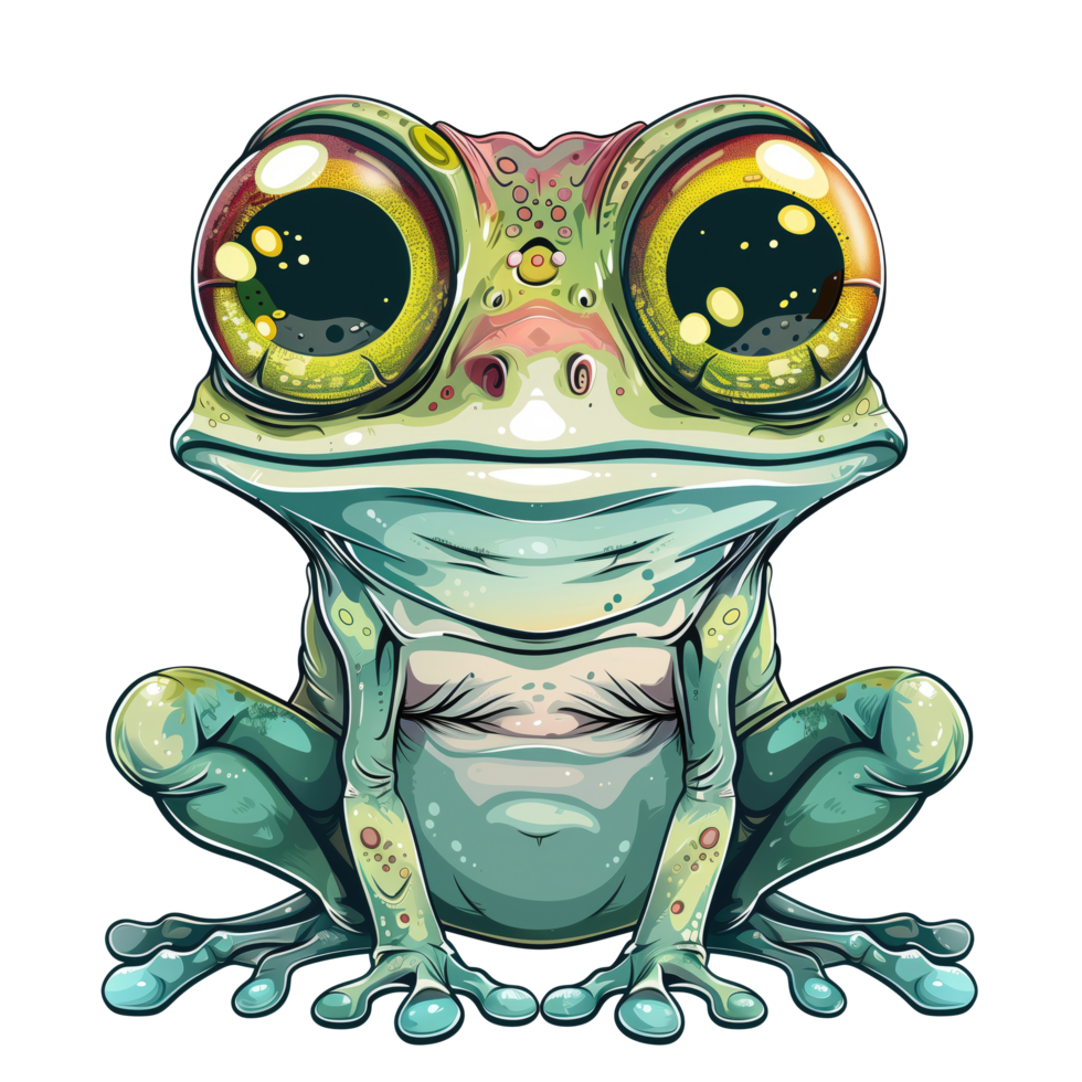 Green frog cartoon character illustration png