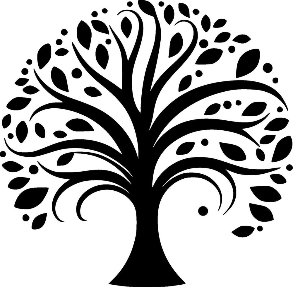 Tree - Black and White Isolated Icon - illustration vector