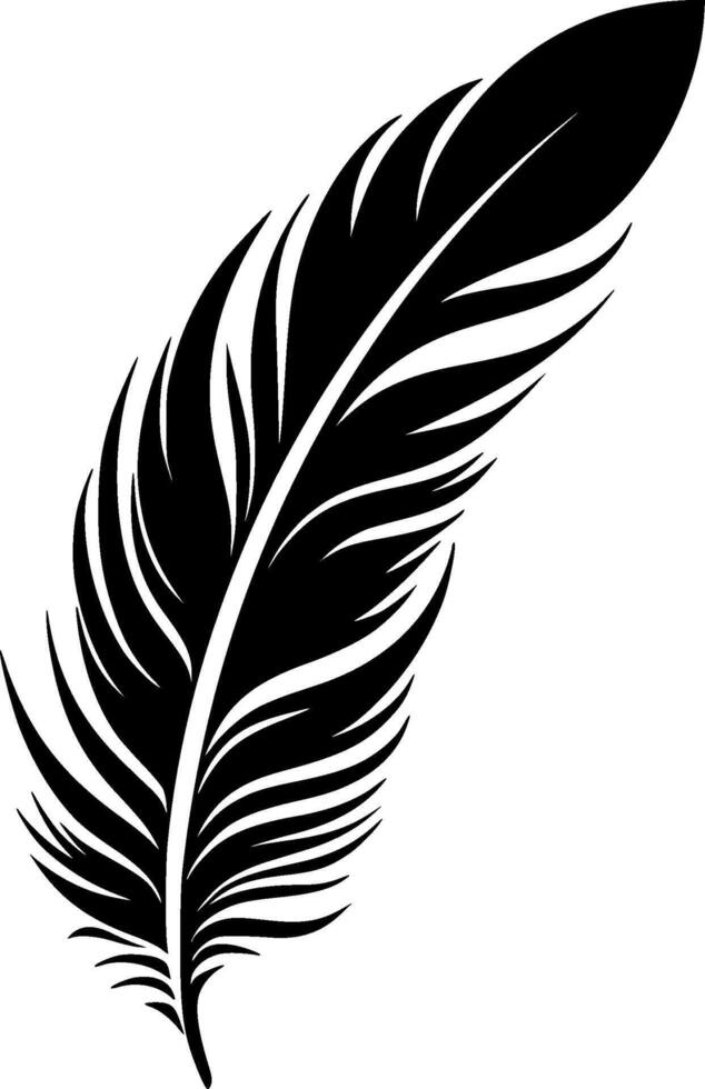 Feather - Black and White Isolated Icon - illustration vector