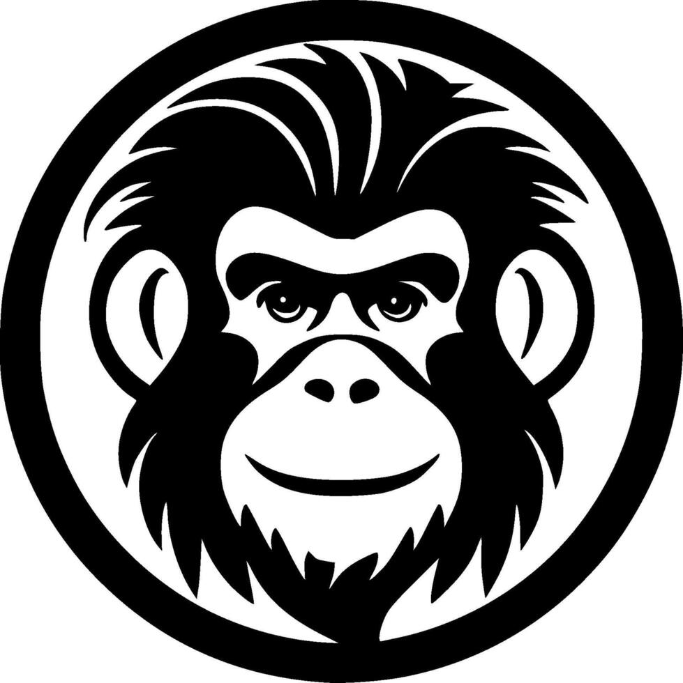 Monkey - Black and White Isolated Icon - illustration vector