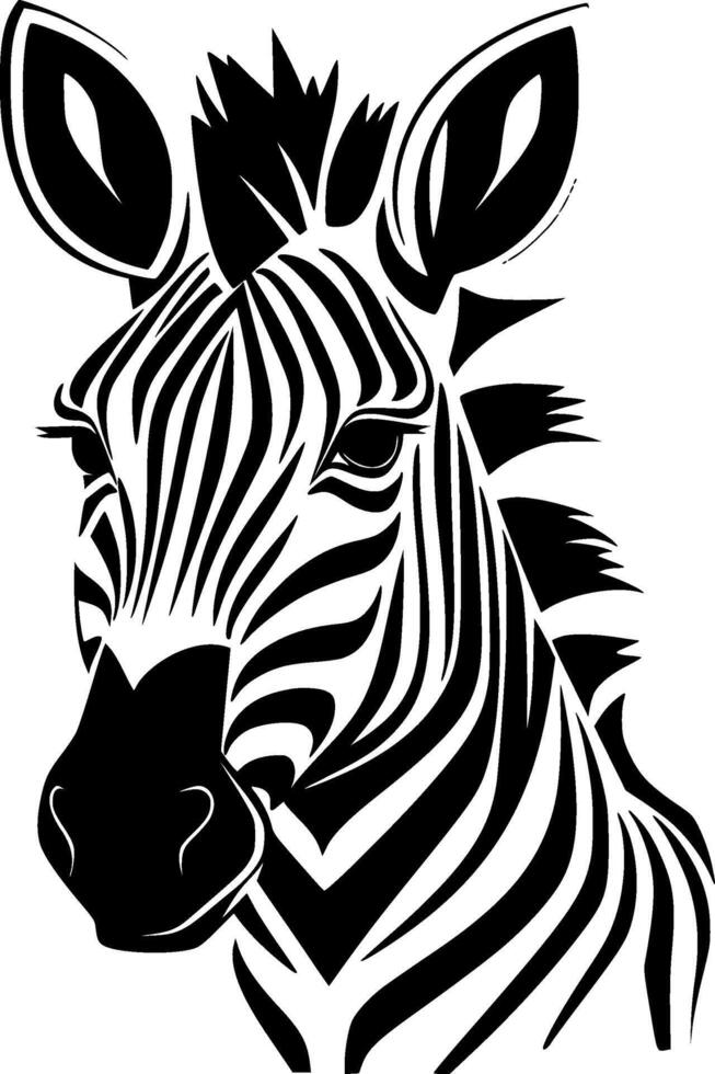 Zebra - Black and White Isolated Icon - illustration vector