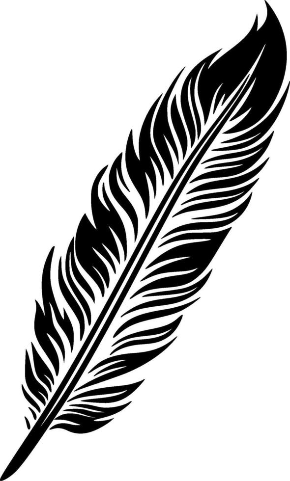 Feather - Black and White Isolated Icon - illustration vector