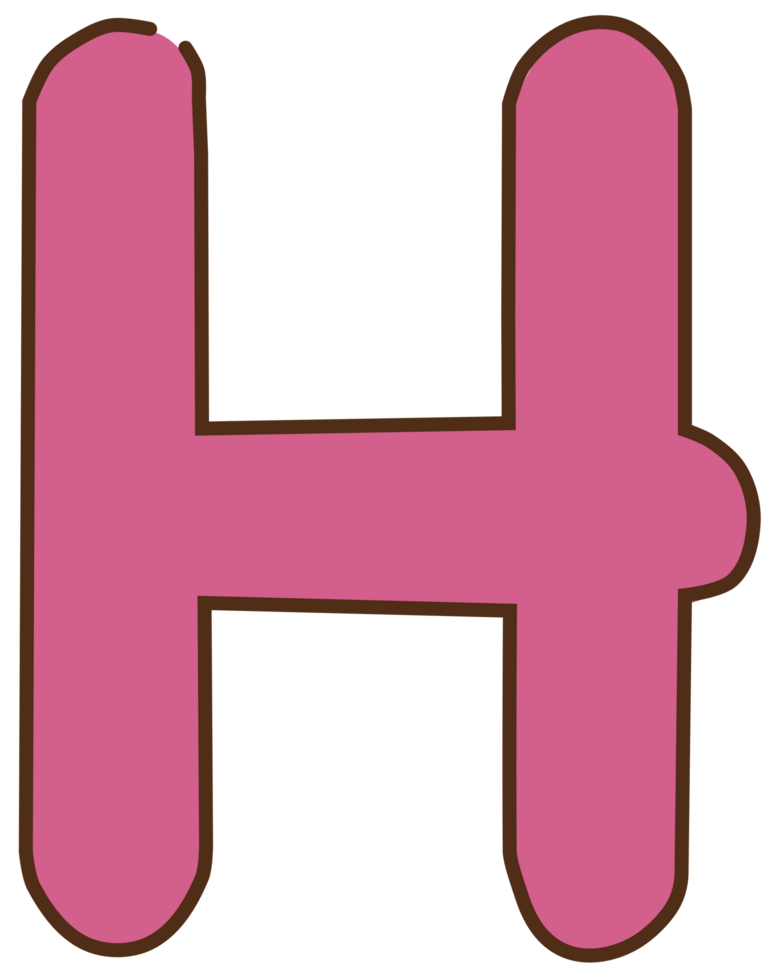 pink with brown border letter H png