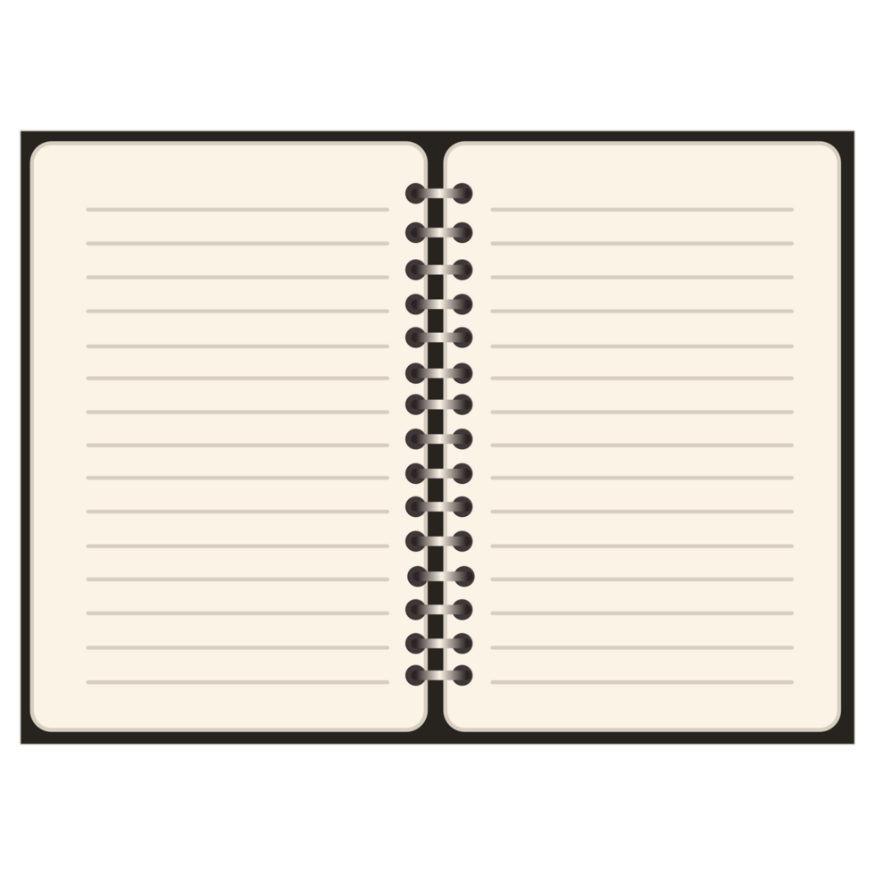 Flat design spiral notebook on transparent background. png