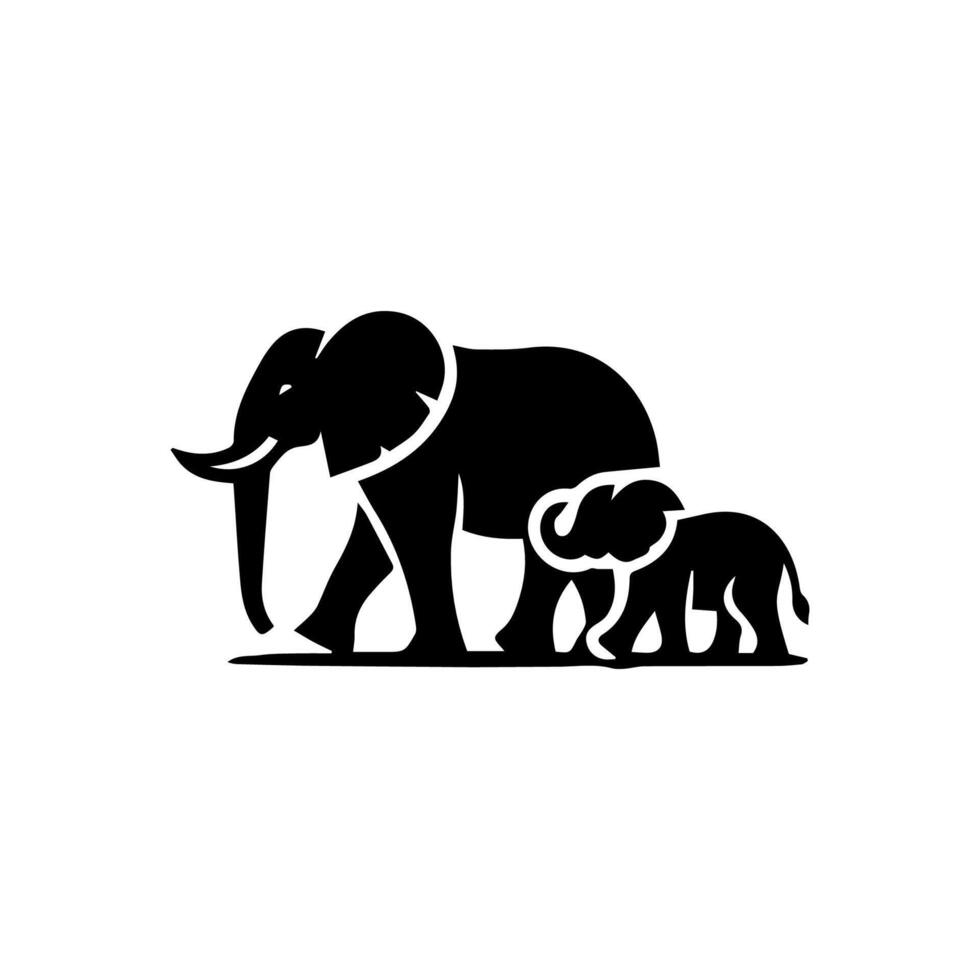 Elephants Silhouette, Animal Icons, Wild Life, Forest Animals vector