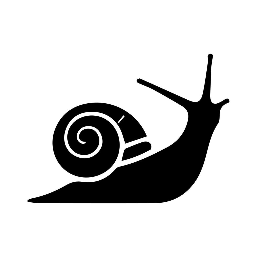 caracol silueta icono. babosa en cáscara gatear pictograma. hélice lento, linda caracoles Moviente. baboso comestible espiral molusco símbolo recopilación. fauna silvestre concepto. aislado ilustración. vector