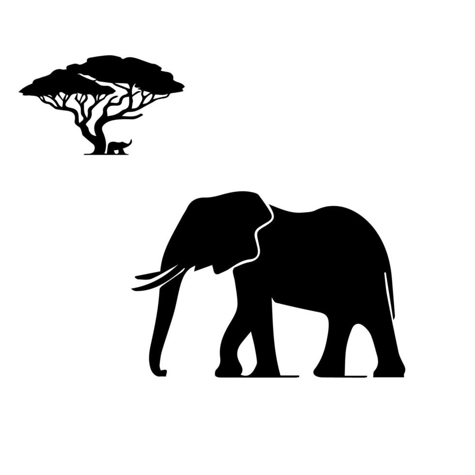 Elephants Silhouette, Animal Icons, Wild Life, Forest Animals vector