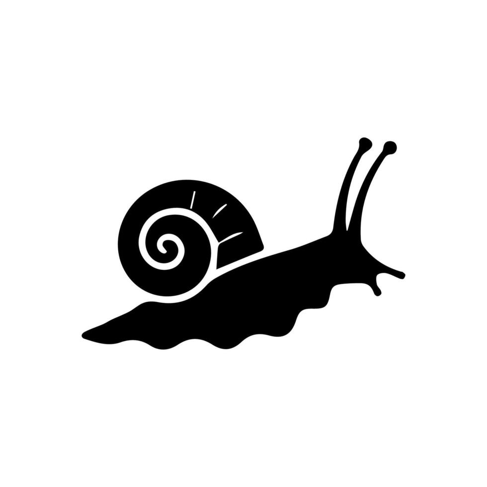 Snail Silhouette Icon. Slug in Shell Crawl Pictogram. Helix Slow, Cute Escargot Moving. Slimy Eatable Spiral Mollusk Symbol Collection. Wildlife Concept. Isolated Illustration. vector