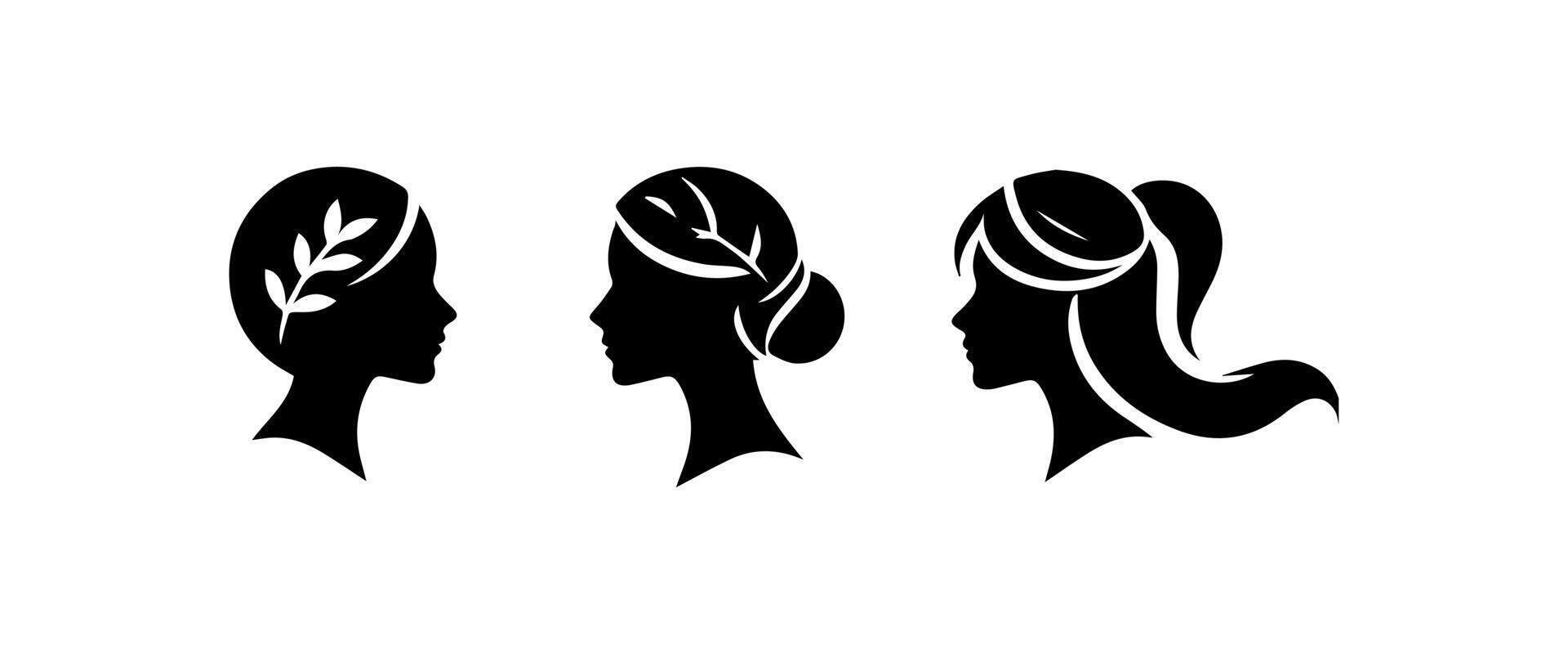 Woman head silhouette, face profile, vignette. Hand drawn illustration, isolated on white background. Design for invitation, greeting card, vintage style. vector