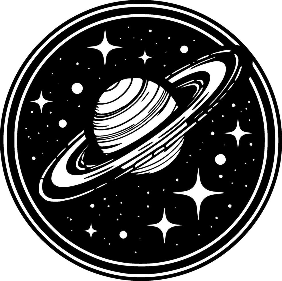 Space - Black and White Isolated Icon - illustration vector