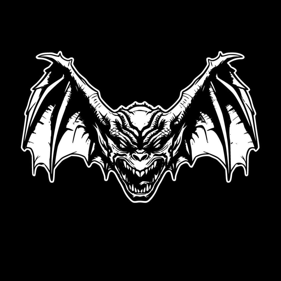 Bat, Black and White illustration vector