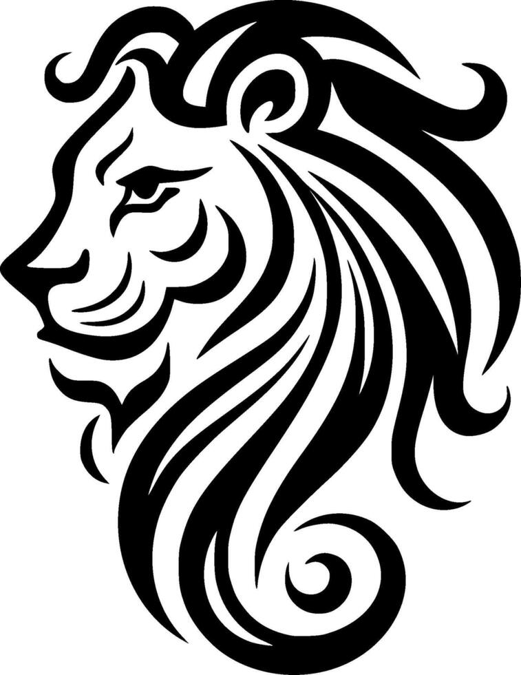 Lion, Black and White illustration vector