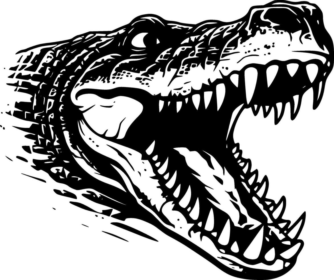 Crocodile - Black and White Isolated Icon - illustration vector