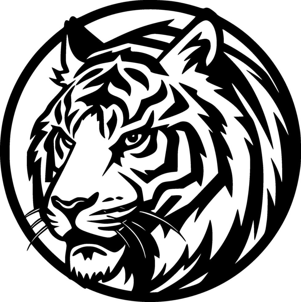 Tigre - negro y blanco aislado icono - ilustración vector