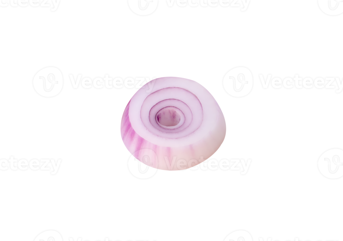Top view of red or purple onion ring or slice isolated with clipping path in file format png