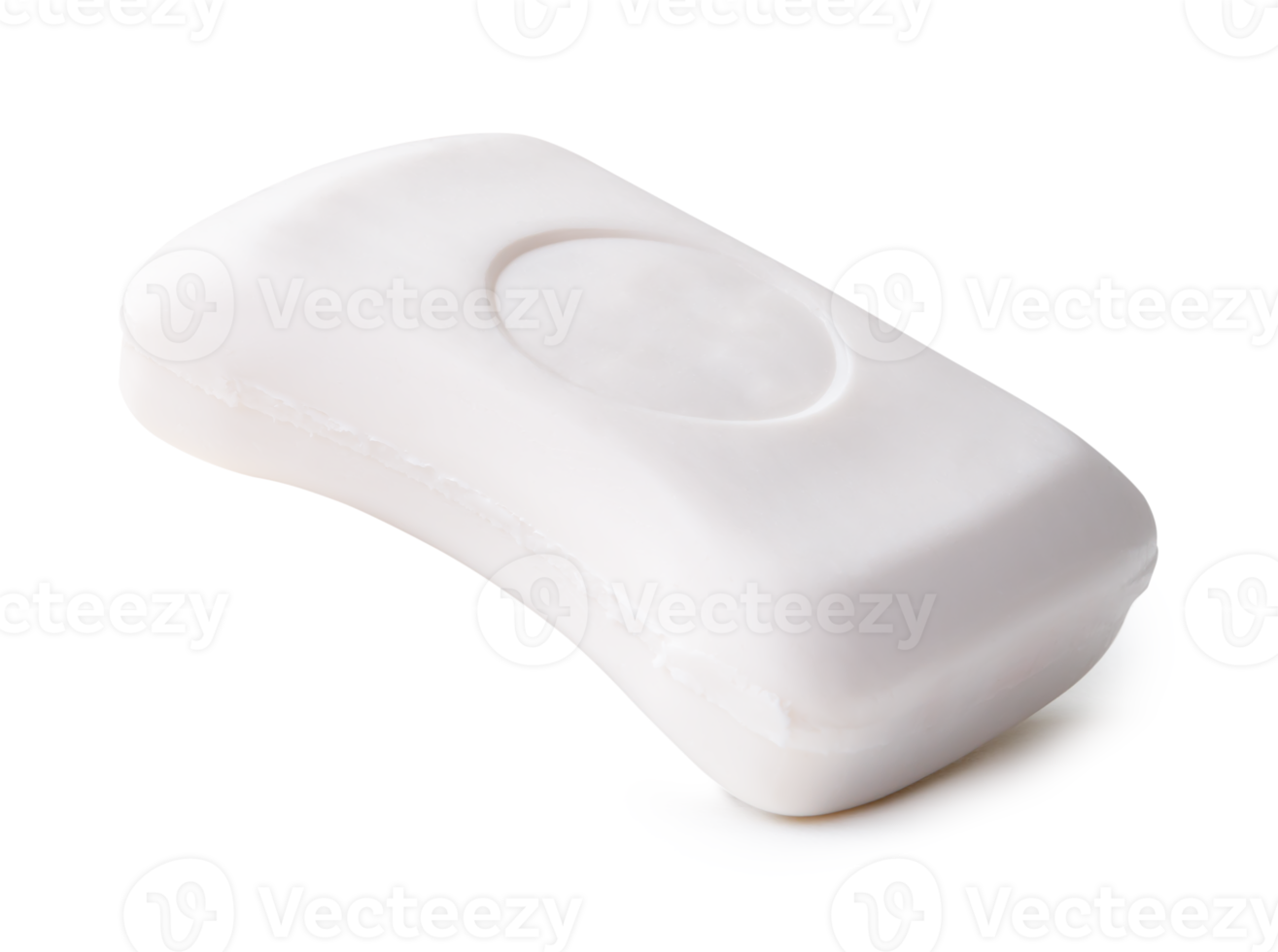 Side view of single bar of dry white soap isolated with clipping path and shadow in file format png