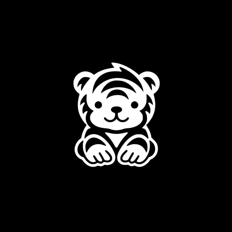 Tiger Baby - Black and White Isolated Icon - illustration vector