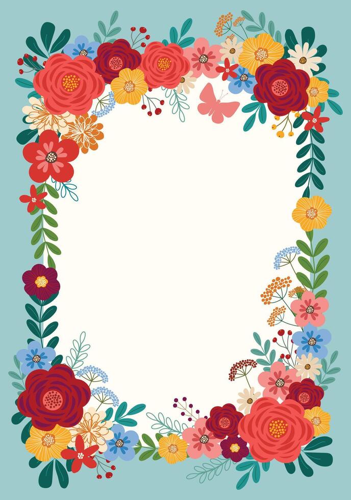 adorable flores ramo de flores marco guirnalda frontera guirnalda mano dibujado clipart elemento ilustración para invitación saludo cumpleaños fiesta celebracion Boda tarjeta póster bandera antecedentes fondo de pantalla vector