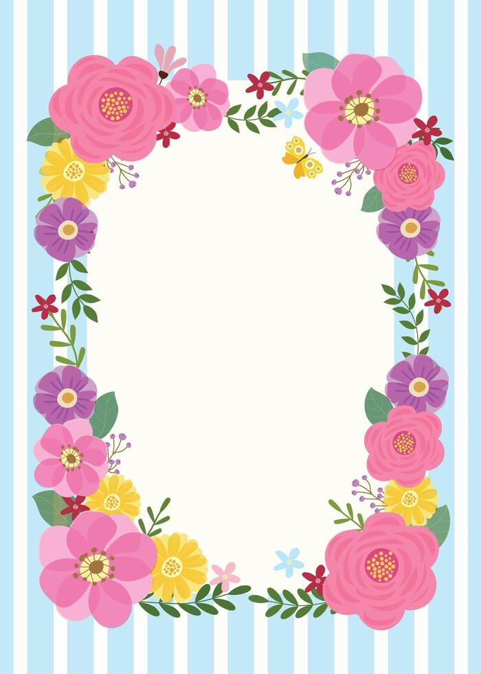 rose and flower floral frame border background hand drawn illustration for invitation greeting birthday party celebration wedding card poster banner vector