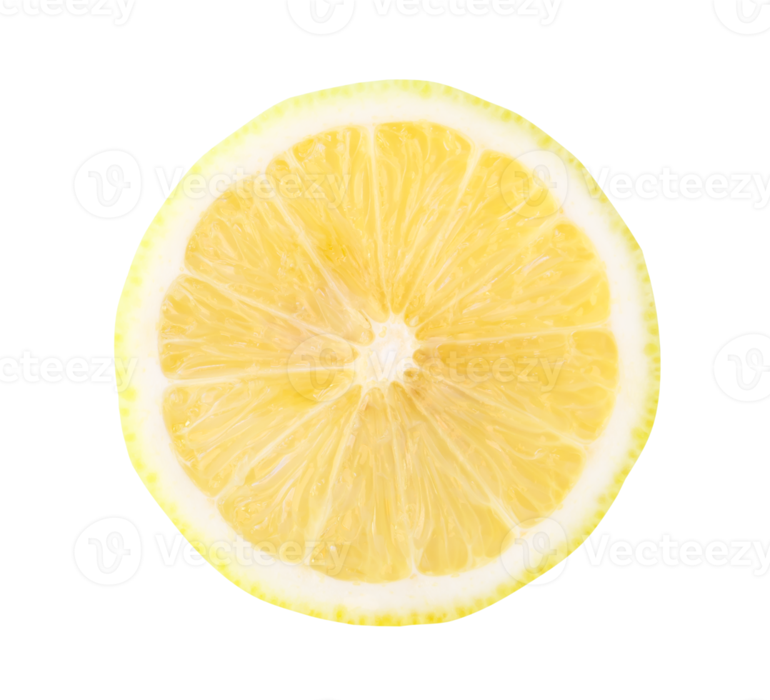Top view of beautiful yellow lemon half isolated with clipping path in file format png