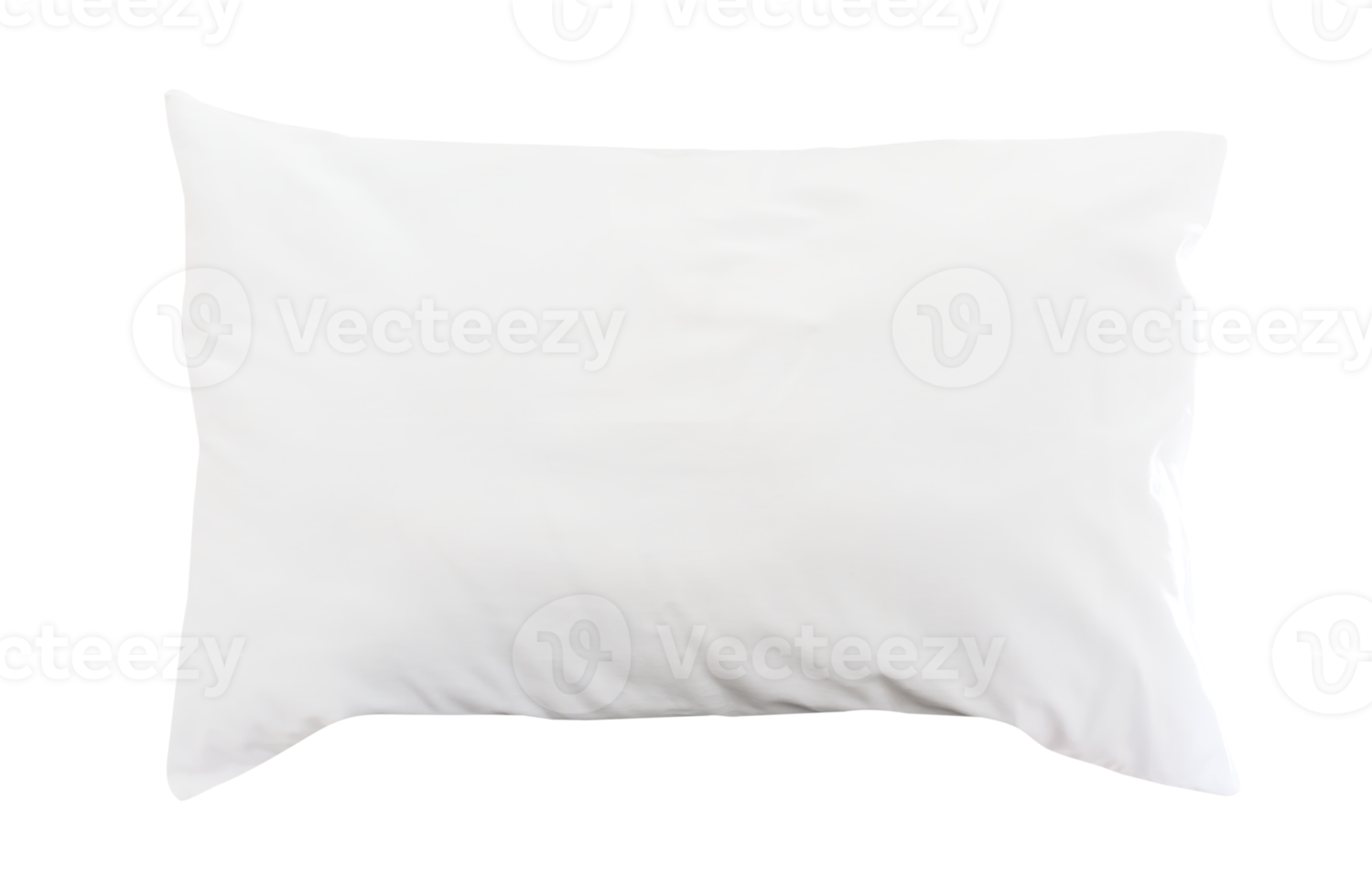 Top view of white pillow with case after guest use in hotel or resort room isolated with clipping path in file format png