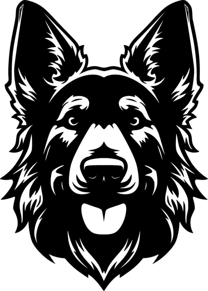 German Shepherd, Black and White illustration vector