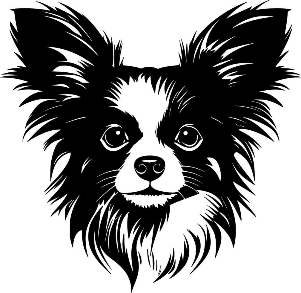 Papillon Dog, Minimalist and Simple Silhouette - illustration vector