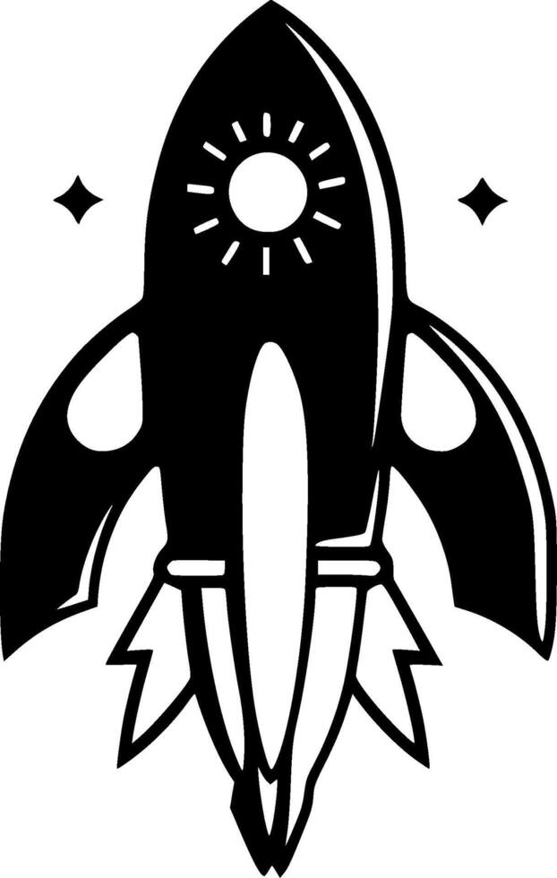 Rocket, Black and White illustration vector