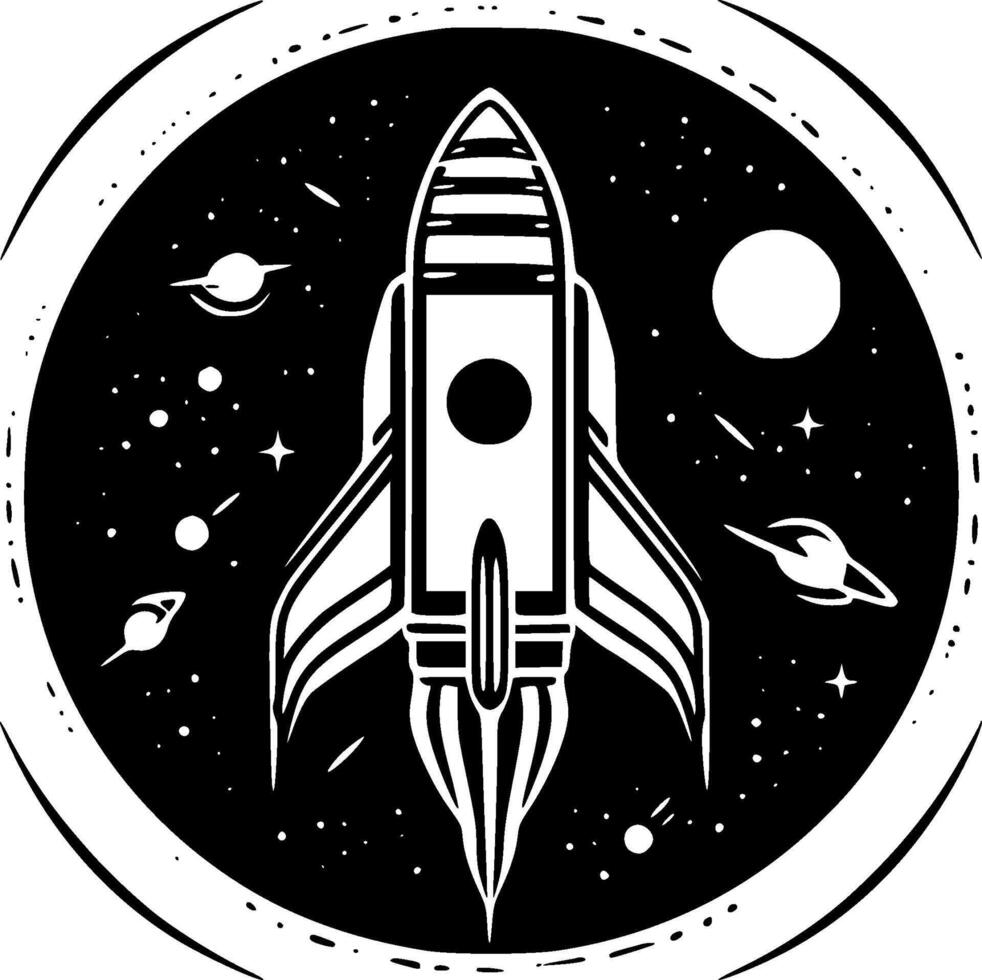 Space - Black and White Isolated Icon - illustration vector