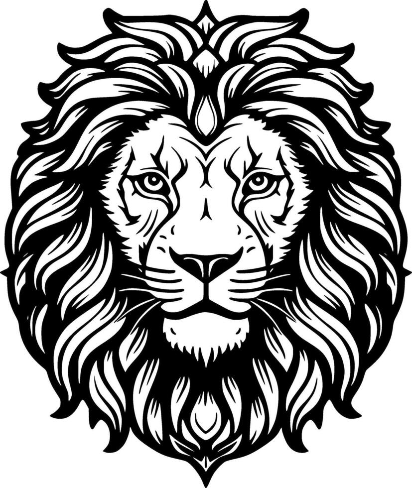 Lion, Black and White illustration vector