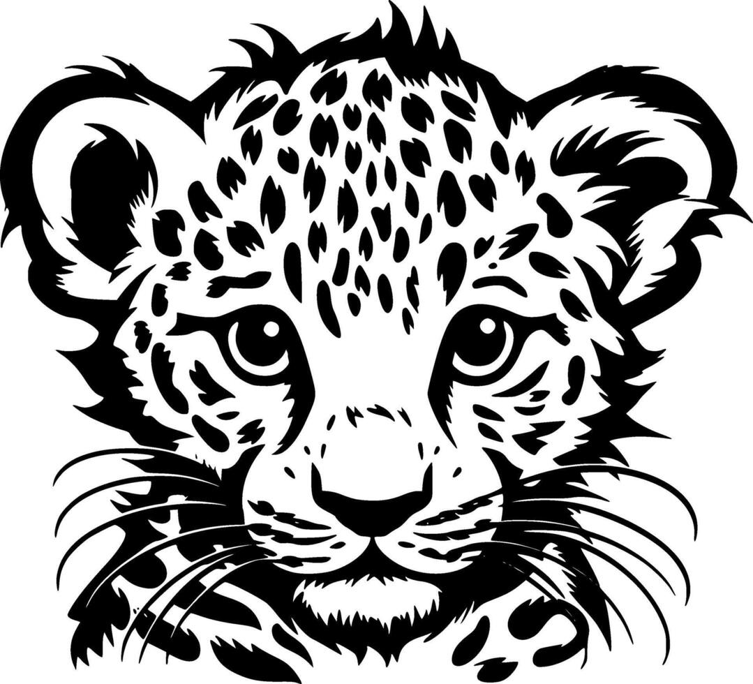 Leopard Baby, Minimalist and Simple Silhouette - illustration vector