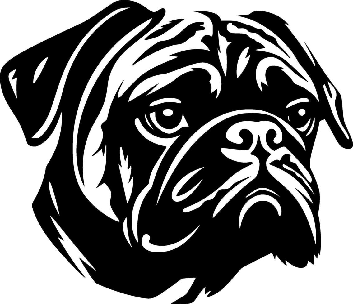 Pug, Black and White illustration vector