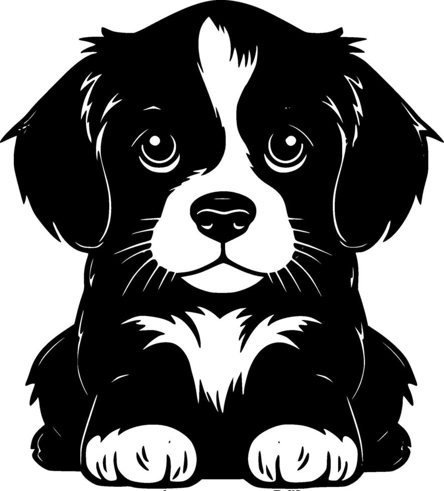 perrito - negro y blanco aislado icono - ilustración vector