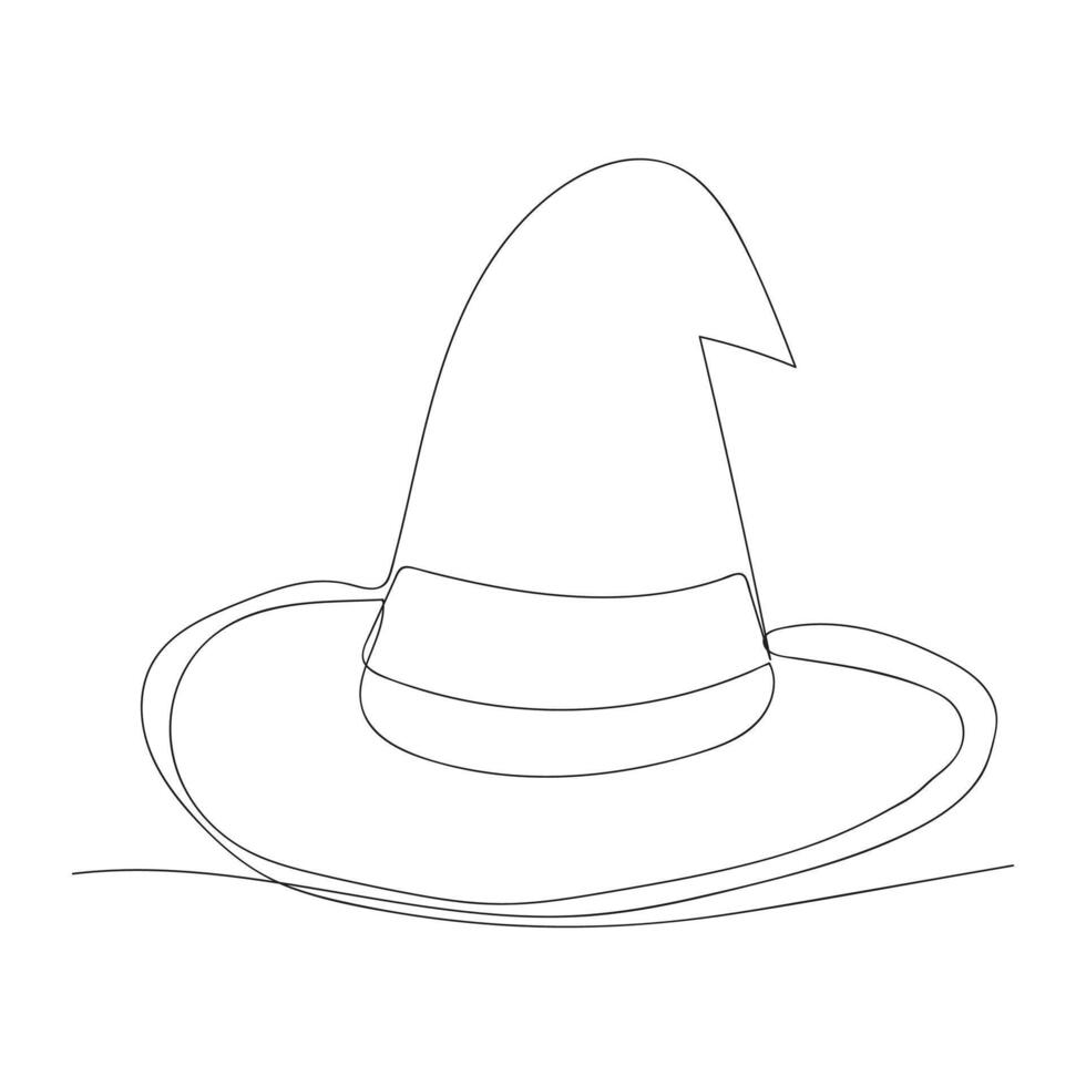 witch hat cap Halloween one line art design vector