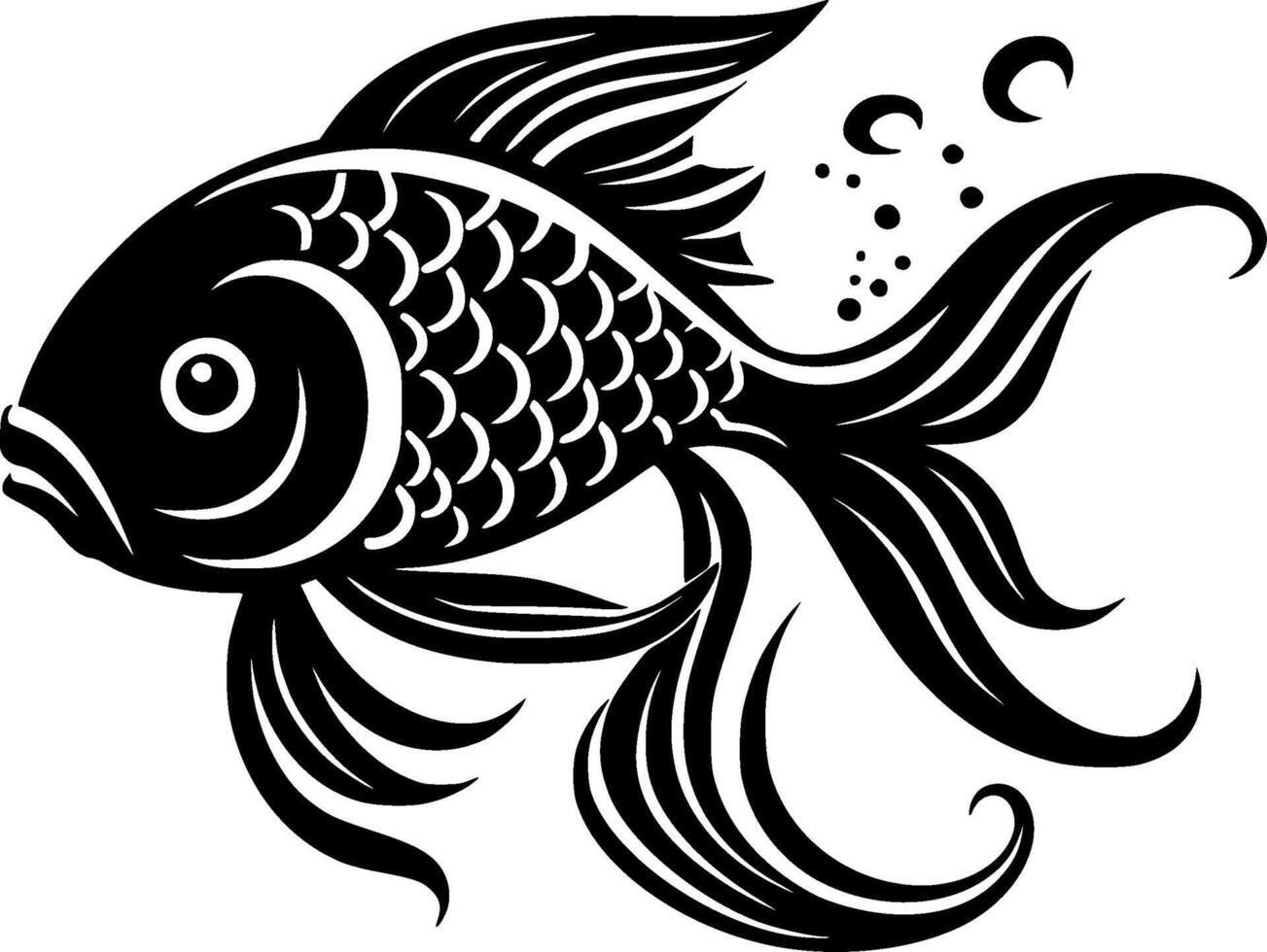 Goldfish, Black and White illustration vector