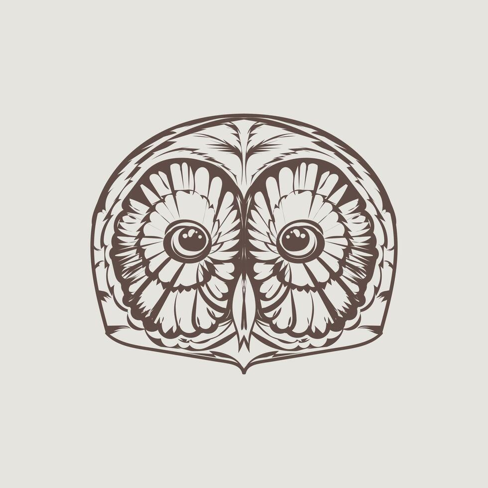 head drawn Owl outline design vector